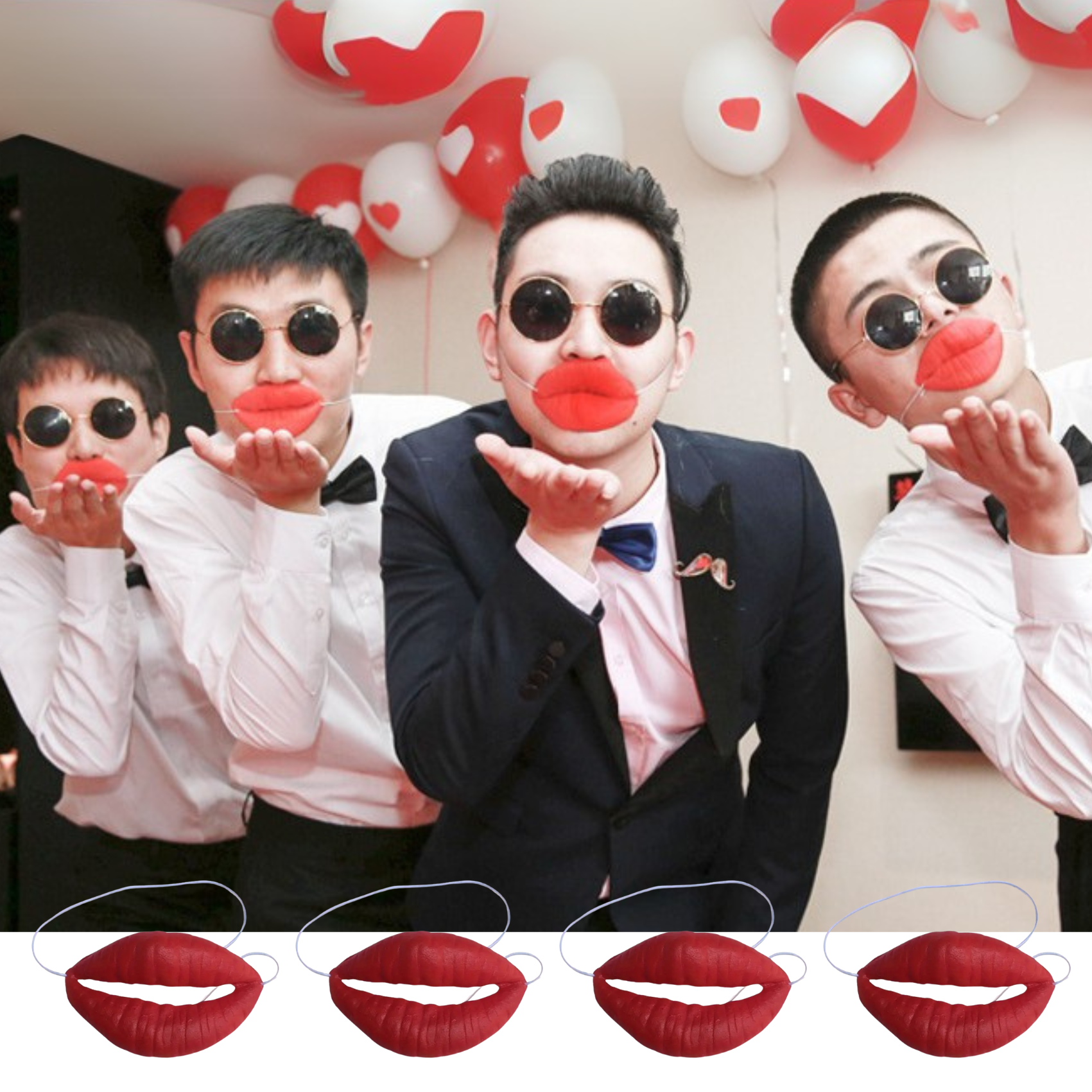 4pcs lips props, wedding game  – Party Games Adults Indoor recenzja i cena